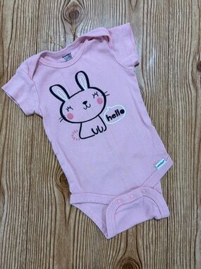 7/$20 Infant Pink Bunny Graphic One-Piece Bodysuit Onesie